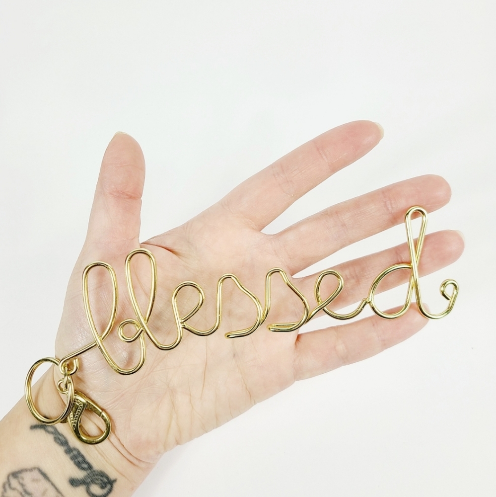 BLESSED Gold Wire Wrapped Keychain